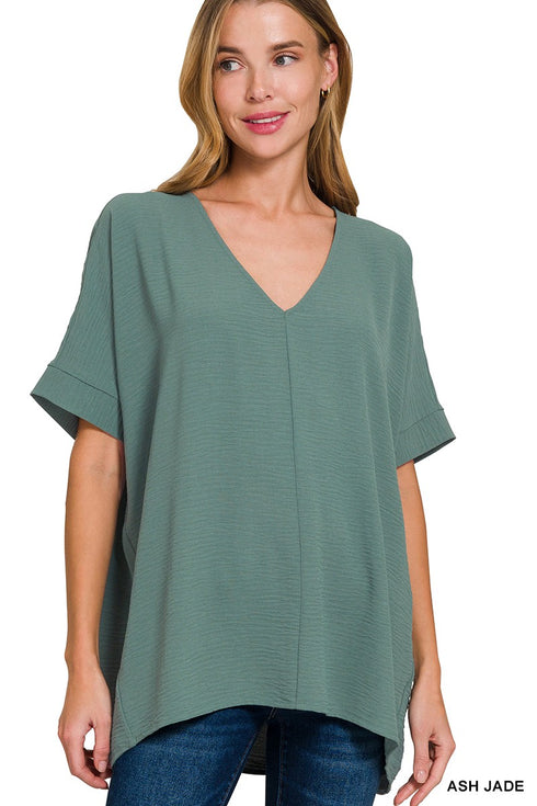 V-NECK DOLMAN SHORT SLEEVE TOP